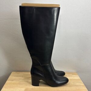 INC International Concepts Radella Wide Calf Leather Boots- Black- Size 9 M- NIB